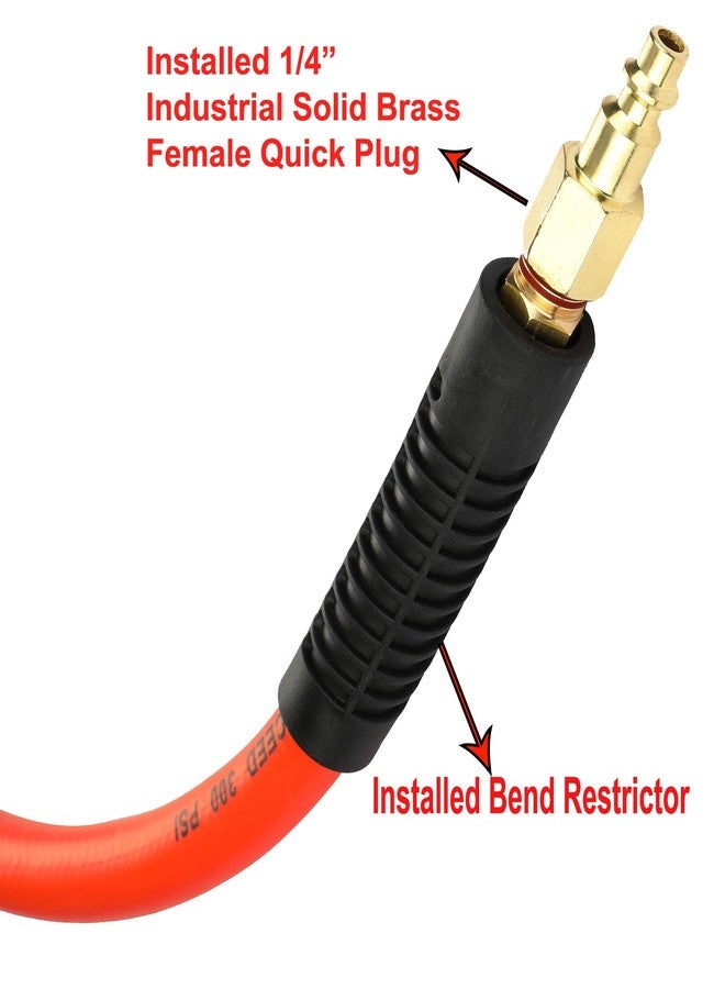 YOTOO Air Hose 3/8 in. x 25 ft, 300 PSI Heavy Duty Hybrid Air Compressor Hose, Lightweight, Kink Resistant, All-Weather Flexibility with 1/4-Inch Industrial Air Fittings and Bend Restrictors, Orange - Image 5